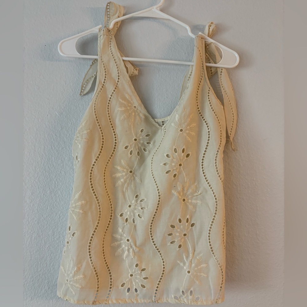 SHEIN Cream Embellished Camisole with Tie Front